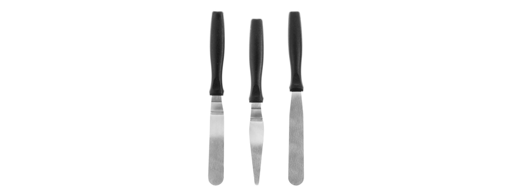 Set de 3 spatules en inox : droite, coudée et biseautée - Alice Délice