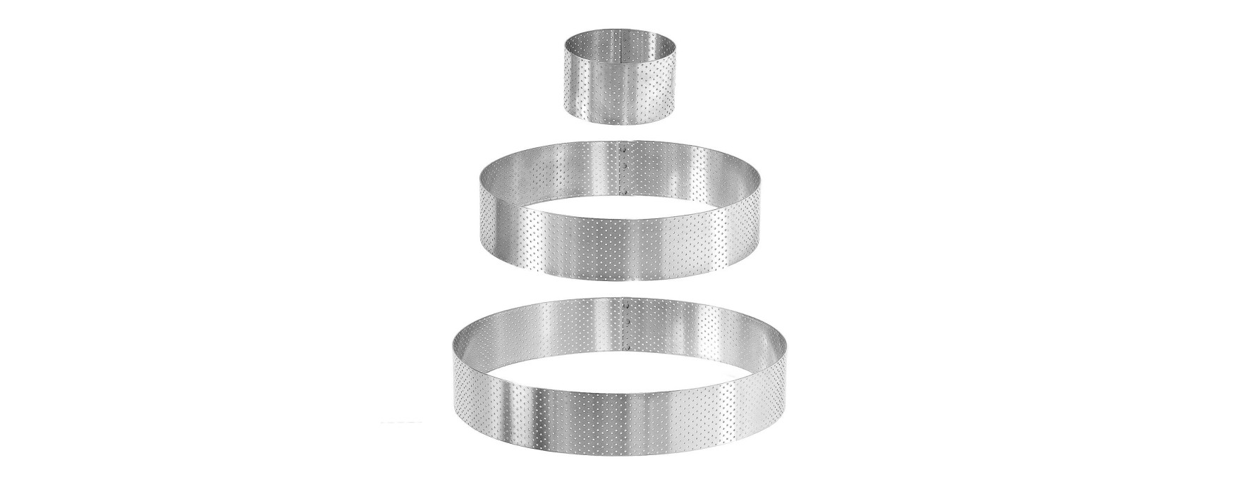 Cercle à tarte haut en inox perforé 20 cm hauteur 4.5 cm - Alice Délice