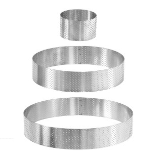 Cercle à tarte haut en inox perforé 24 cm hauteur 4.5 cm - Alice Délice