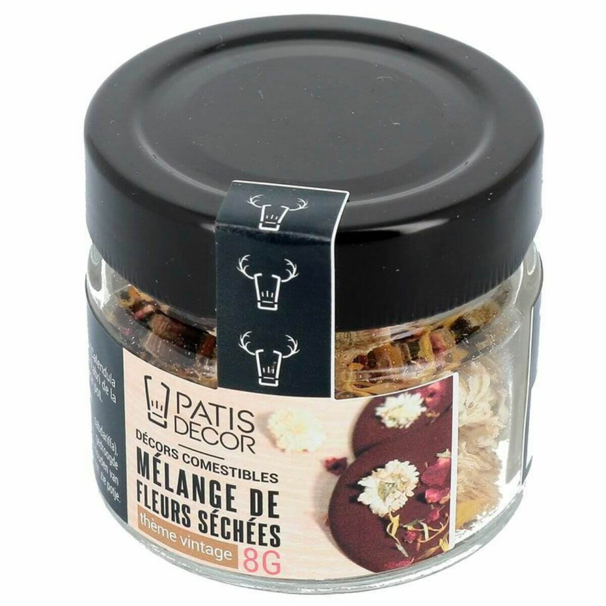 Pot de fleurs séchées comestibles mélange vintage pour décor