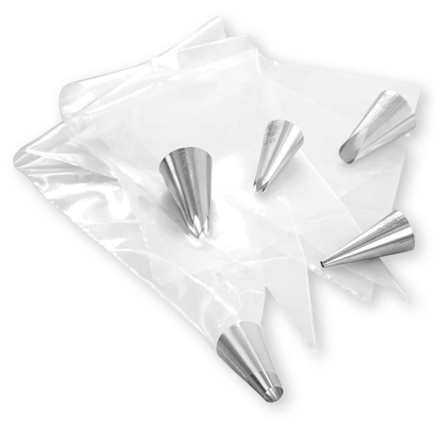 Set de 5 douilles classiques en inox avec 3 poches jetables - Alice Délice