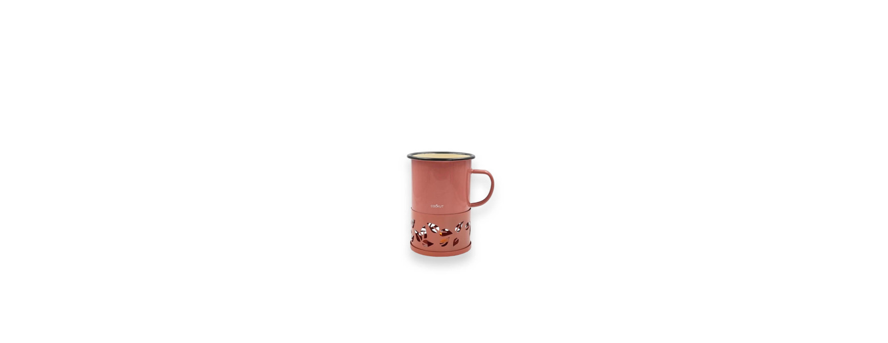 Set Sixtea : mug et chauffe mug à la bougie en acier rose