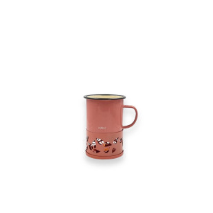 Set Sixtea : mug et chauffe mug à la bougie en acier rose