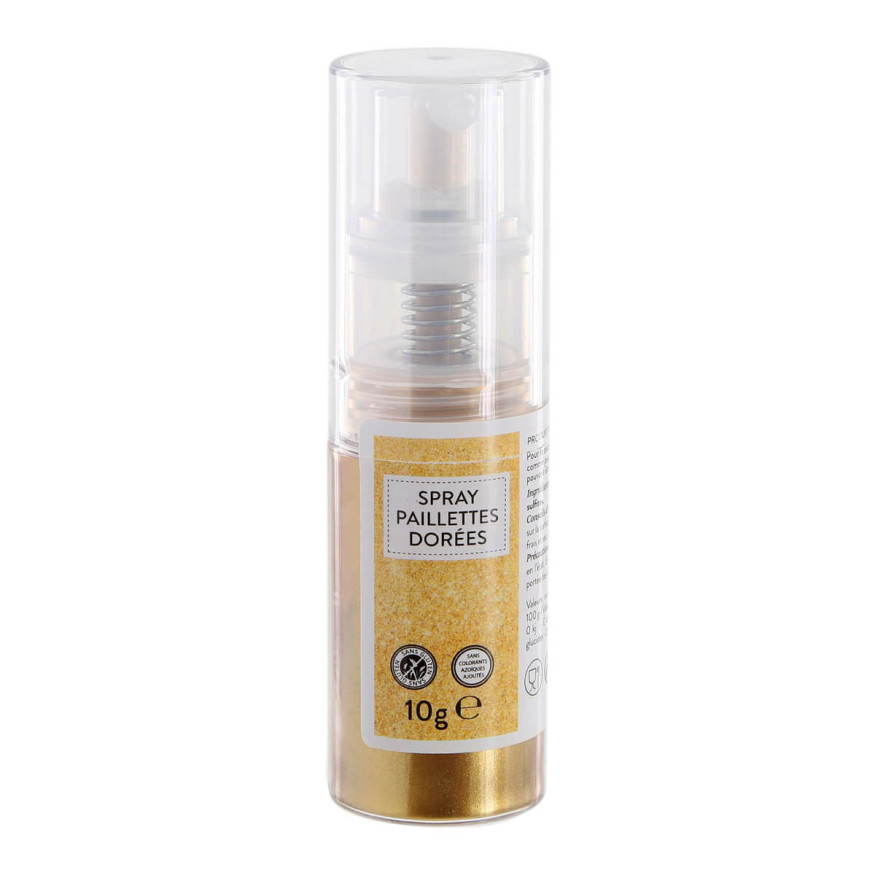 Spray paillettes alimentaires dorées 10 gr