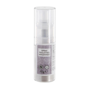 Spray paillettes alimentaires argentées 10 gr