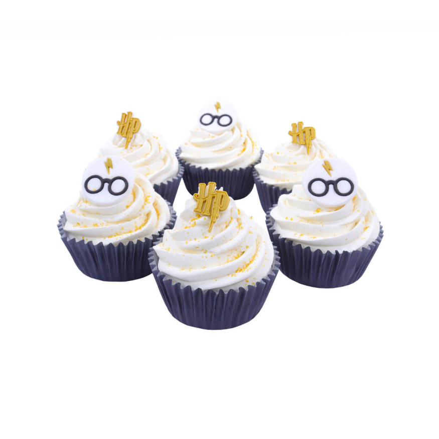 Plaque de 6 décors comestibles : logo et lunette Harry Potte