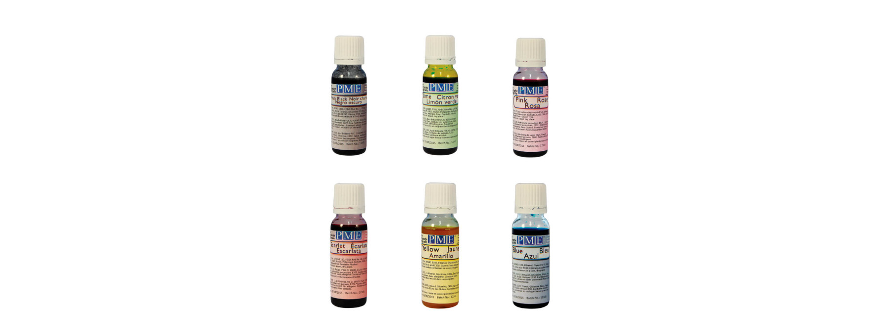 Set de 6 colorants alimentaires liquides pour aérographe