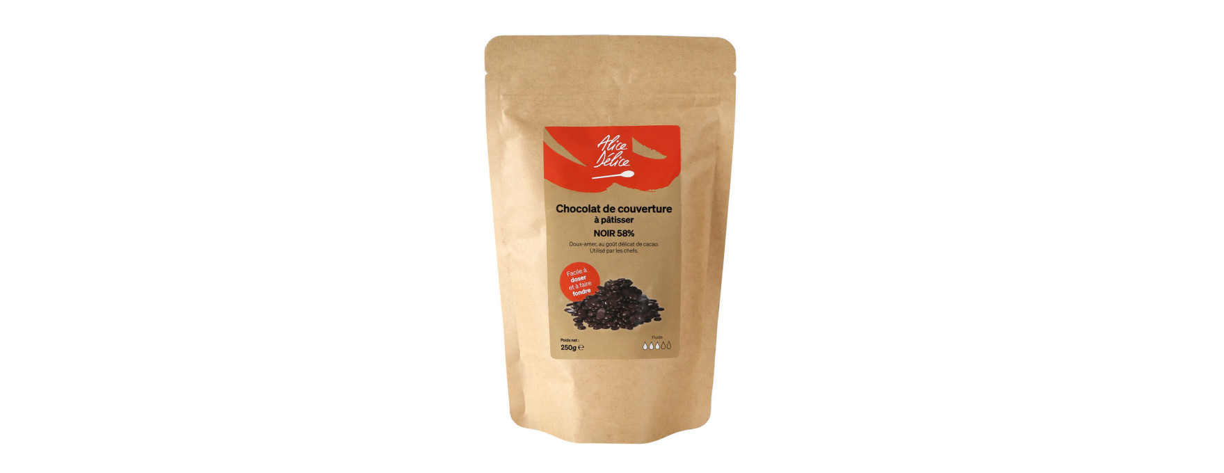 Chocolat noir à pâtisser 58% 250 gr - Alice Délice