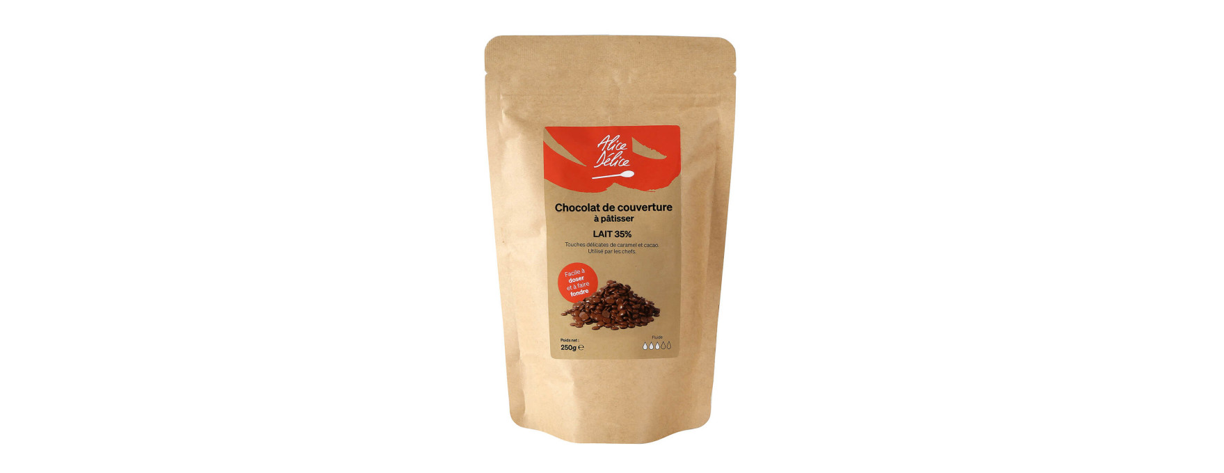 Chocolat au lait à pâtisser 35% 250 gr - Alice Délice