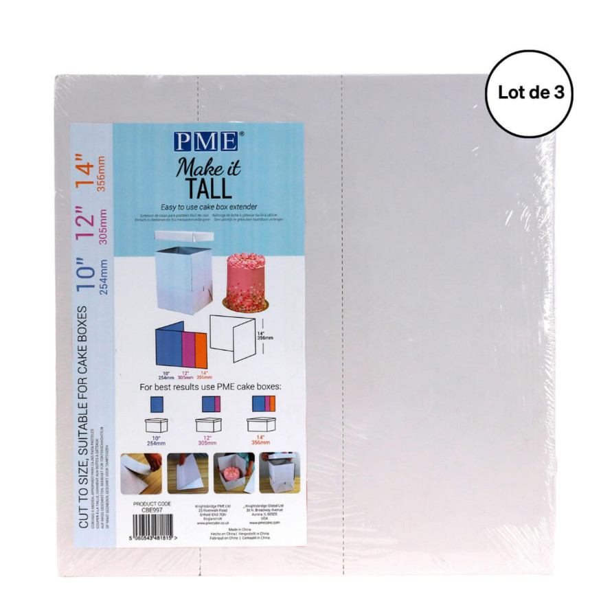 Lot de 3 extensions pour boîte à gâteaux 25.4, 30.5 ou 35.6 