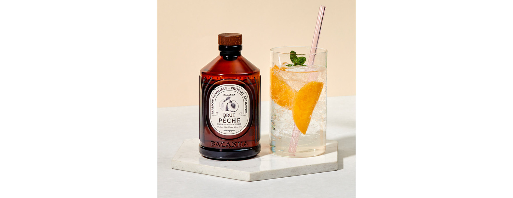 Sirop brut de pêche blanche bio 400 ml - Bacanha