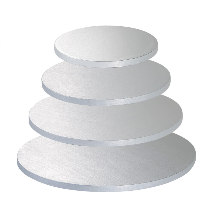 Cake drum : base épaisse pour gâteau ronde argentée 35 cm