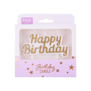 Bougie Happy Birthday dorée 10 x 9.5 cm - PME