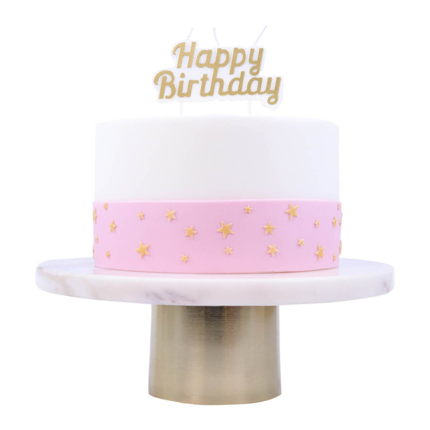 Bougie Happy Birthday dorée 10 x 9.5 cm - PME