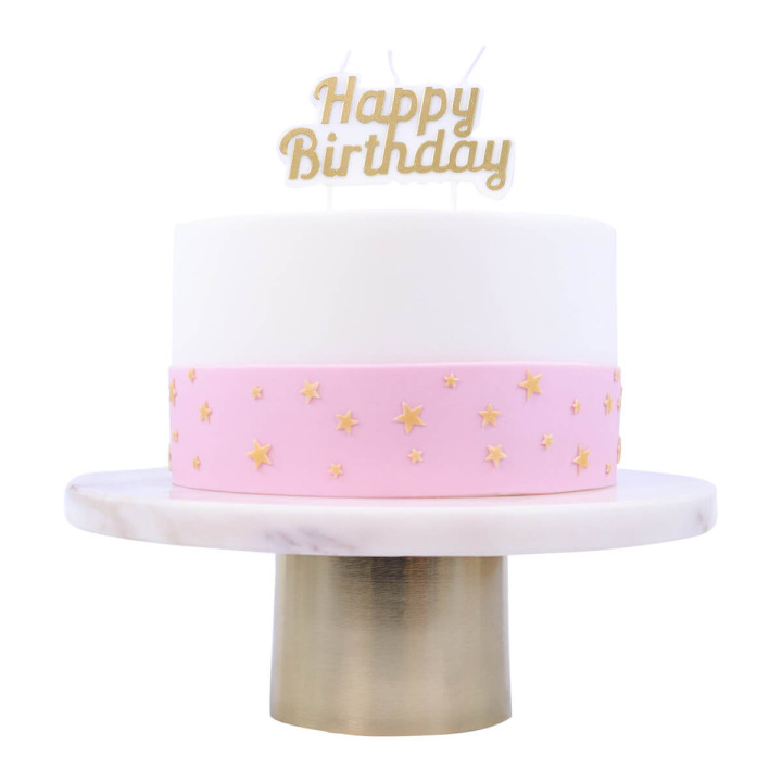 Bougie Happy Birthday dorée 10 x 9.5 cm - PME