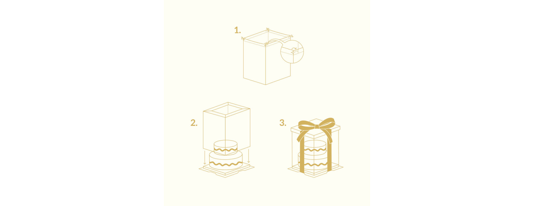 Boîte à gâteaux vitrine Crystal avec ruban doré : 25x25x33cm