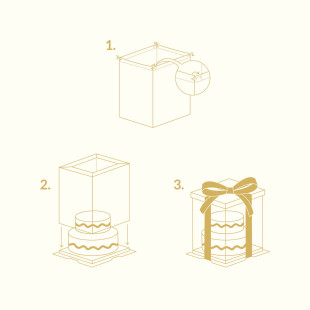 Boîte à gâteaux vitrine Crystal avec ruban doré : 25x25x33cm