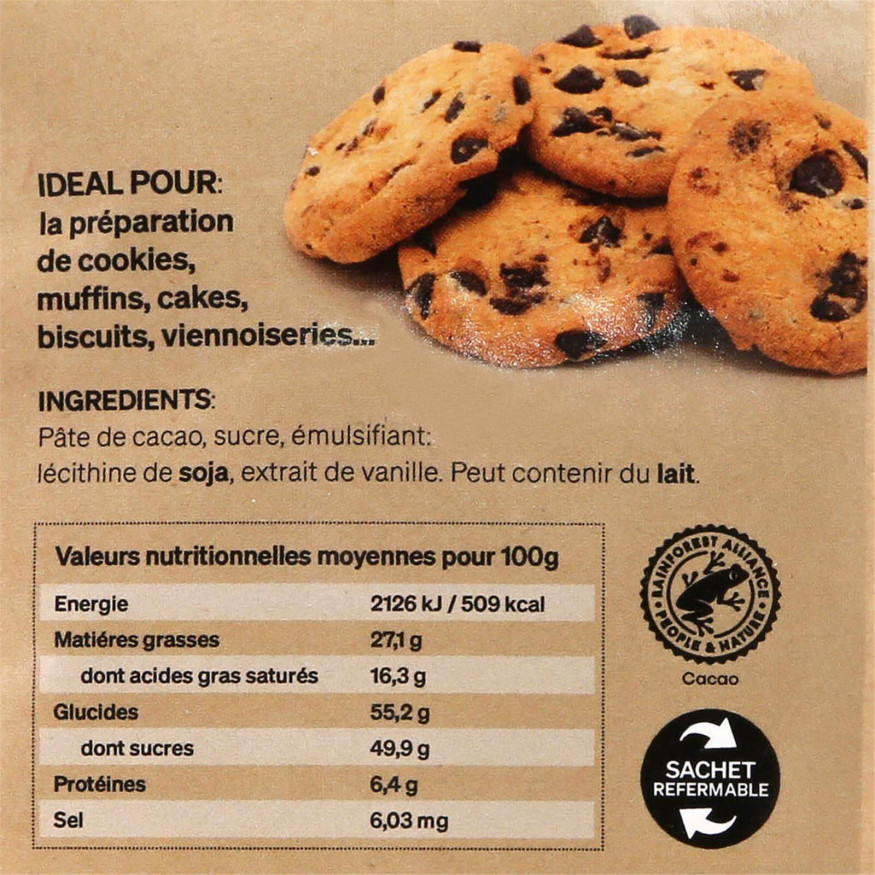 Pépites chunks chocolat noir 200 gr - Alice Délice