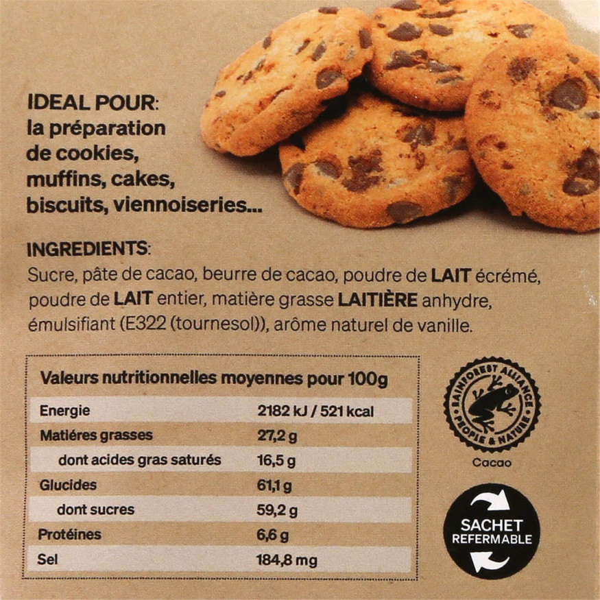Pépites chunks chocolat au lait 200 gr - Alice Délice