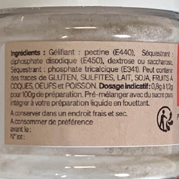 Pectine nh en poudre : gélifiant spécial nappages 30 gr - Al