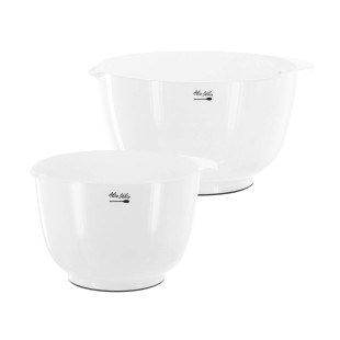 Lot de 2 bols préparation en plastique blanc 18 et 26 cm - Alice Délice