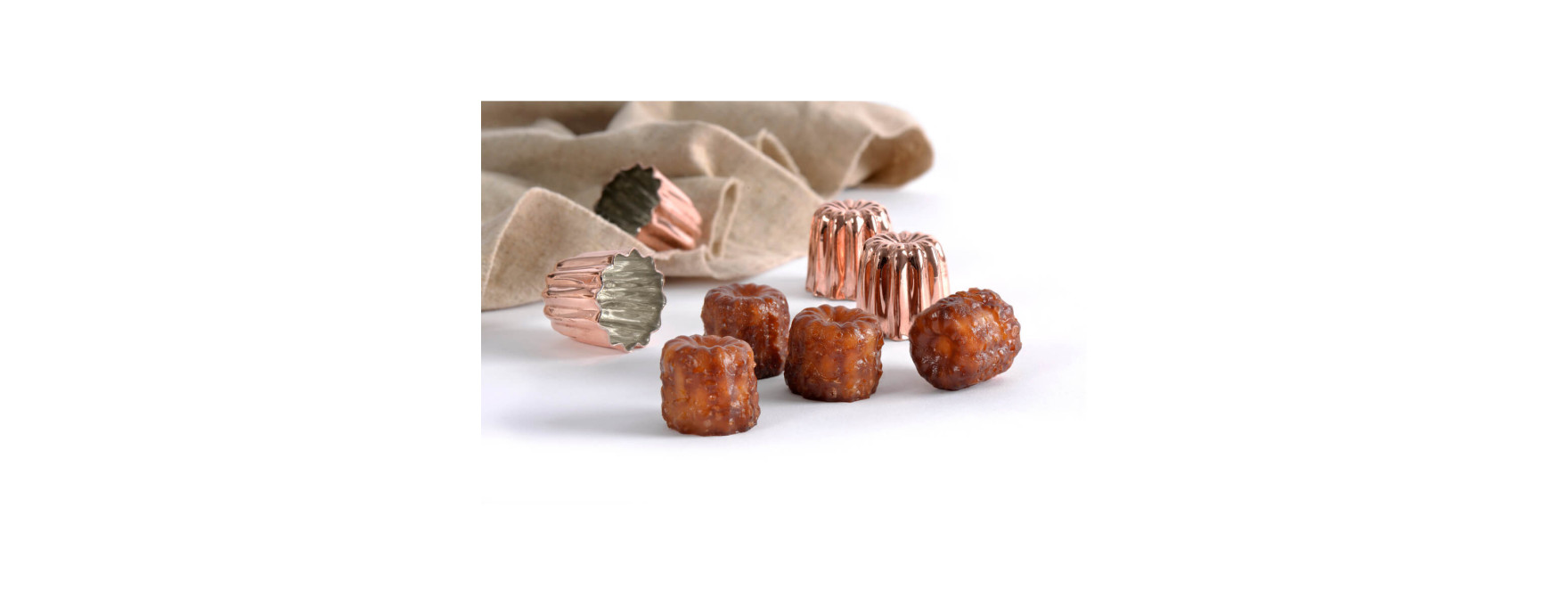 4 moules à cannelés bordelais en cuivre 4.5 cm