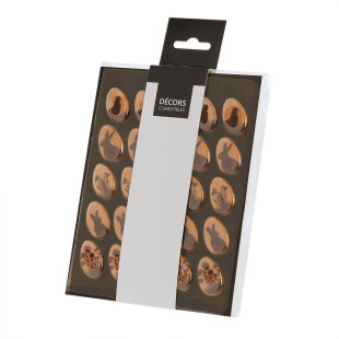 Décor en chocolat : 25 oeufs de Pâques plats motifs poule, l