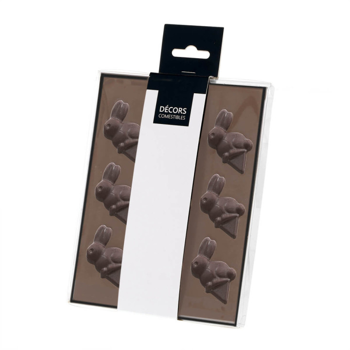 Décor en chocolat : 9 lapins de Pâques à piquer 5.2 x 3.3 cm