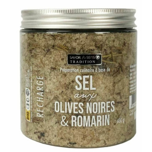 Sel aux olives noires et romarin 600g - Savor et Sens