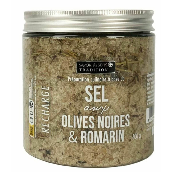 Sel aux olives noires et romarin 600g - Savor et Sens