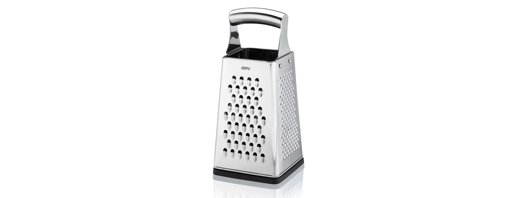 Râpe carré 4 faces inox 24 cm avec couvercle de récupération