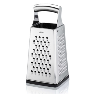 Râpe carré 4 faces inox 24 cm avec couvercle de récupération