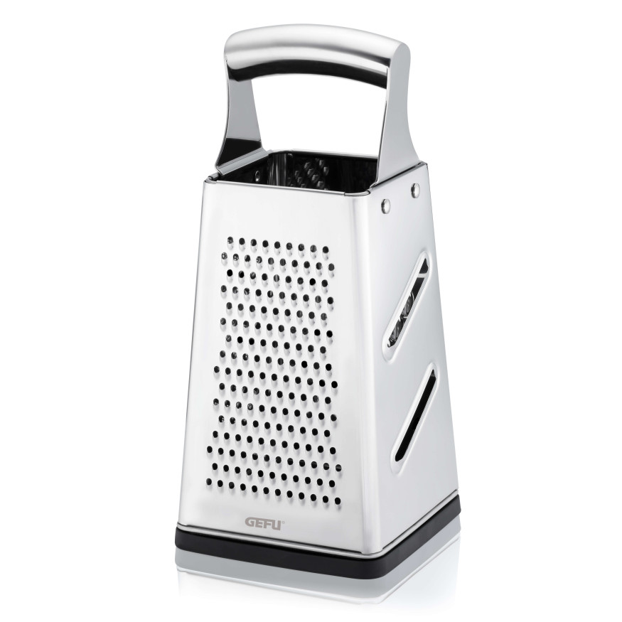 Râpe carré 4 faces inox 24 cm avec couvercle de récupération