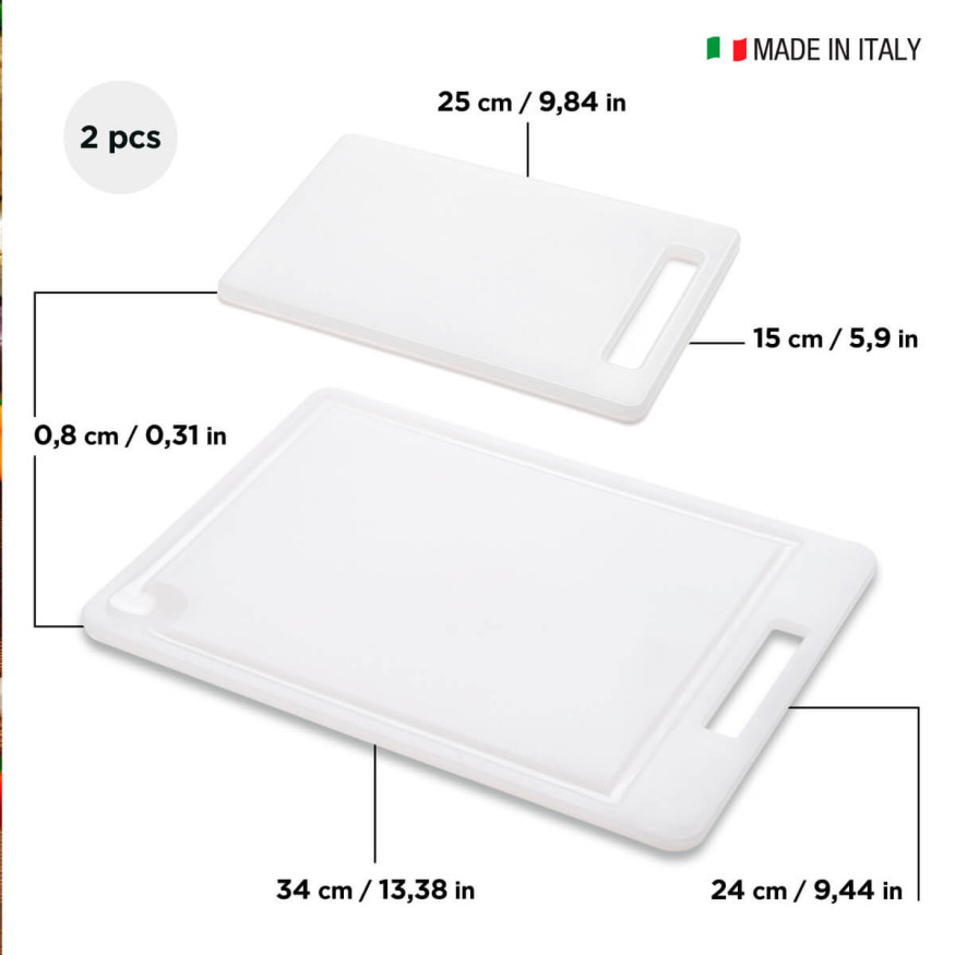 Set de 2 planches blanches antibacteriennes en polyéthylène 