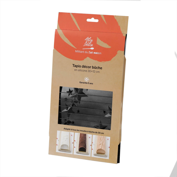 Tapis décor en silicone pour bûche de Noël : étoiles 17 x 30 cm