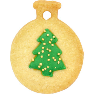 Emporte-pièce en inox Noël : boule de Noël avec sapin 6 cm