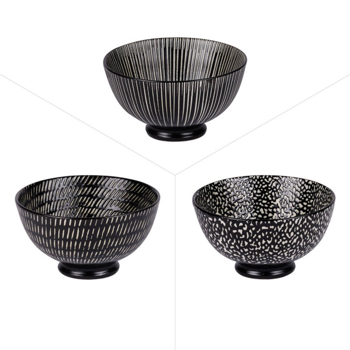 Bol décors assortis Volcano noir 15cm - Table passion