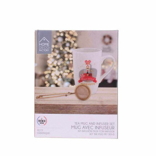 Coffret thé de Noël : infuseur doré et mug casse-noisette 30