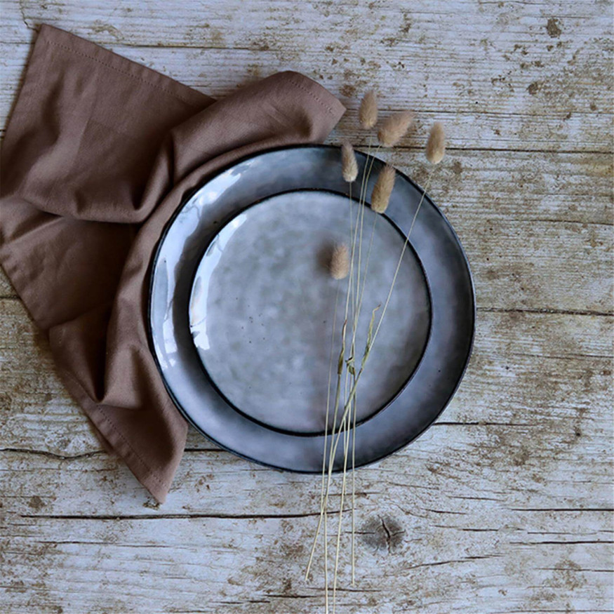 Assiette dessert 20 cm Aronal en grès bleu - Ogo living
