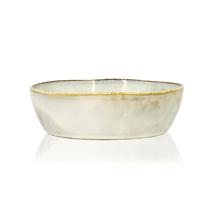 Assiette coupe 16 cm Boral en grès beige - Ogo living