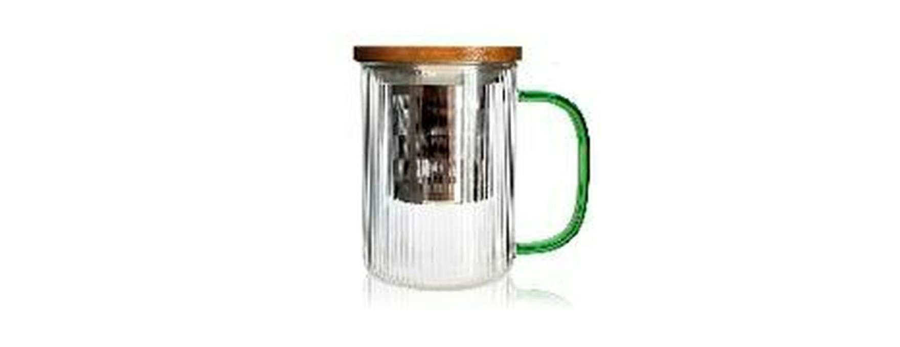 Tisanière Karl en verre borosilicate anse verte 475ml - Ogo