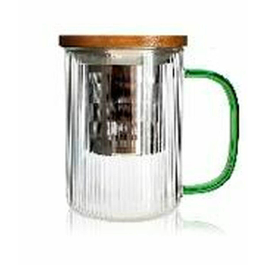 Tisanière Karl en verre borosilicate anse verte 475ml - Ogo