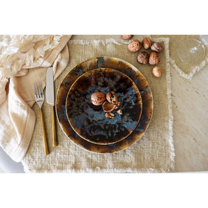Assiette dessert 20 cm en porcelaine marron Volcano - Novast