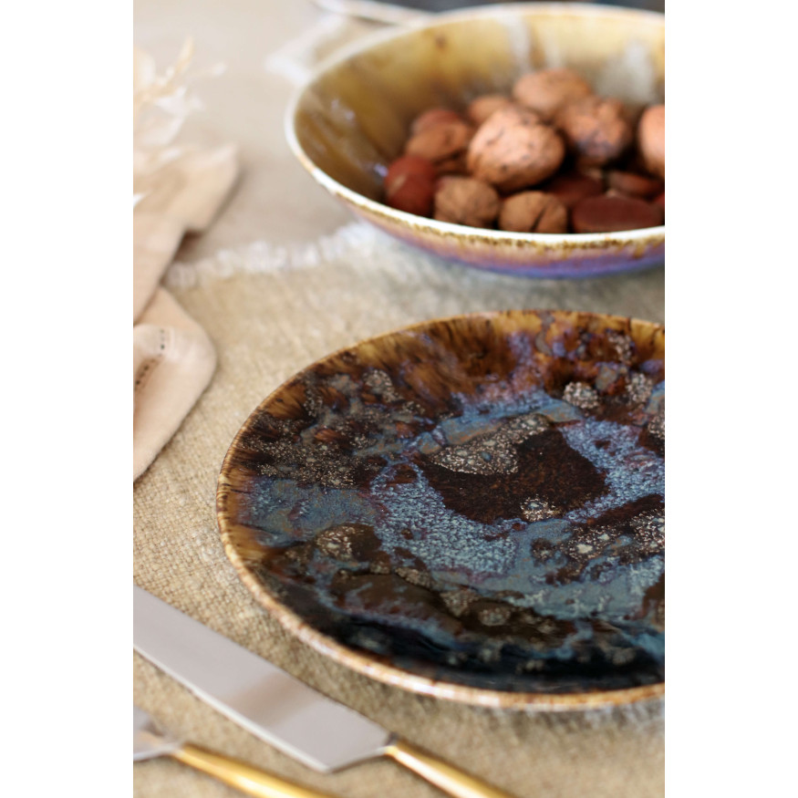 Assiette dessert 20 cm en porcelaine marron Volcano - Novast