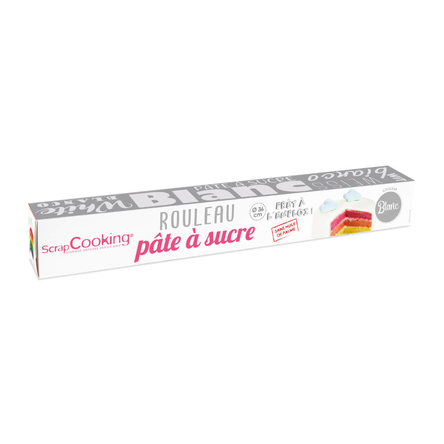 Rouleau de pâte à sucre blanc 36 cm 430 gr - Scrapcooking