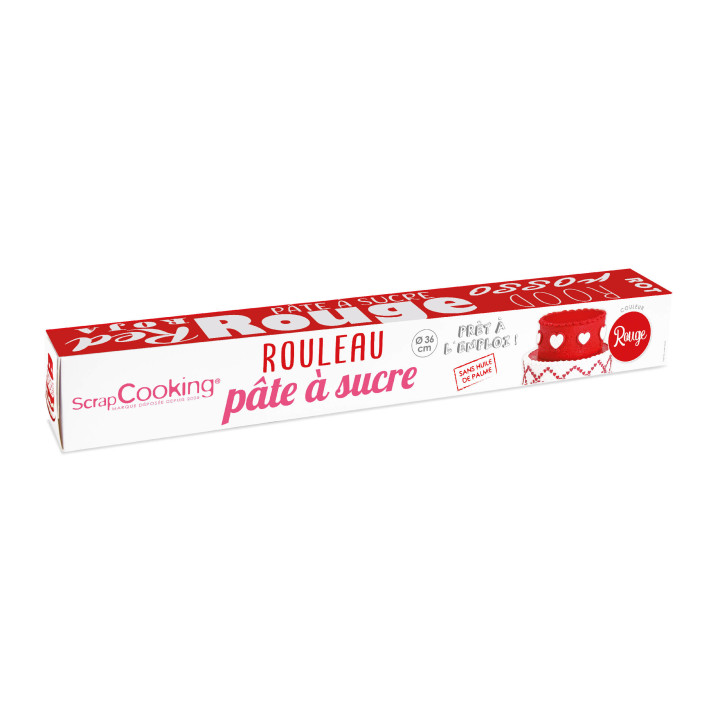 Rouleau de pâte à sucre rouge 36 cm 430 gr - Scrapcooking