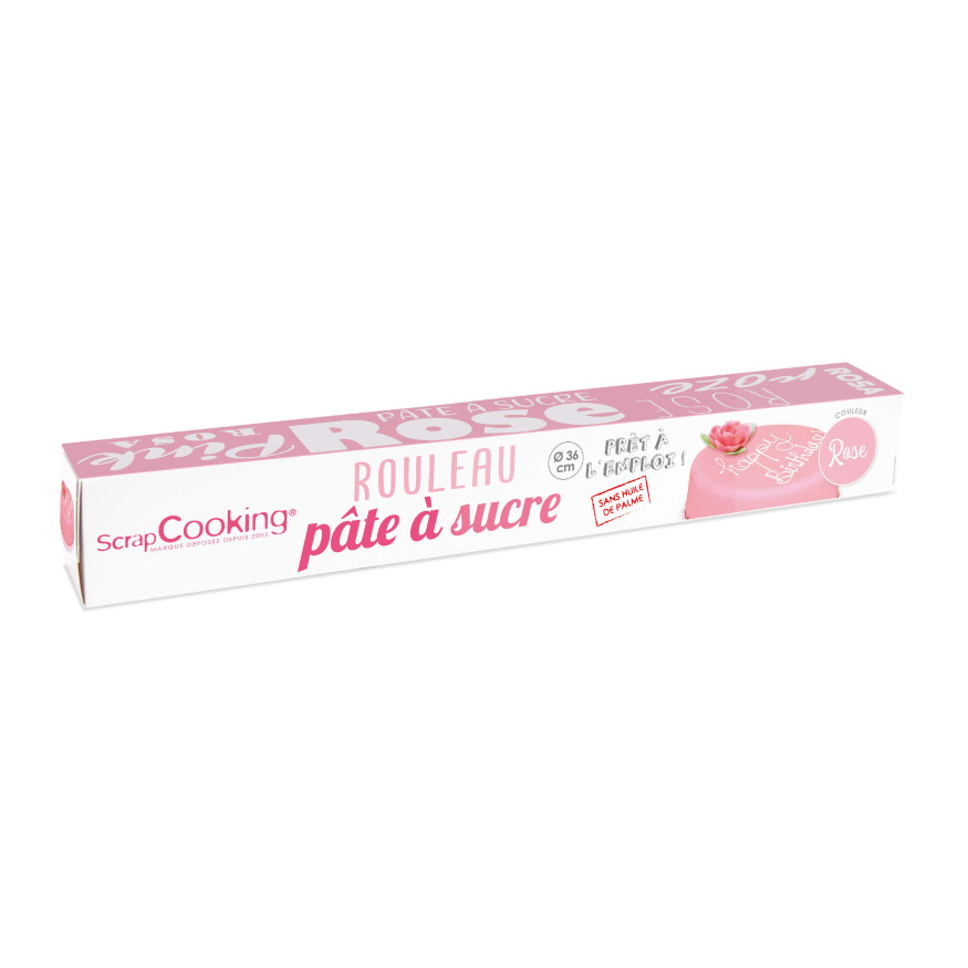 Rouleau de pâte à sucre rose 36 cm 430 gr - Scrapcooking