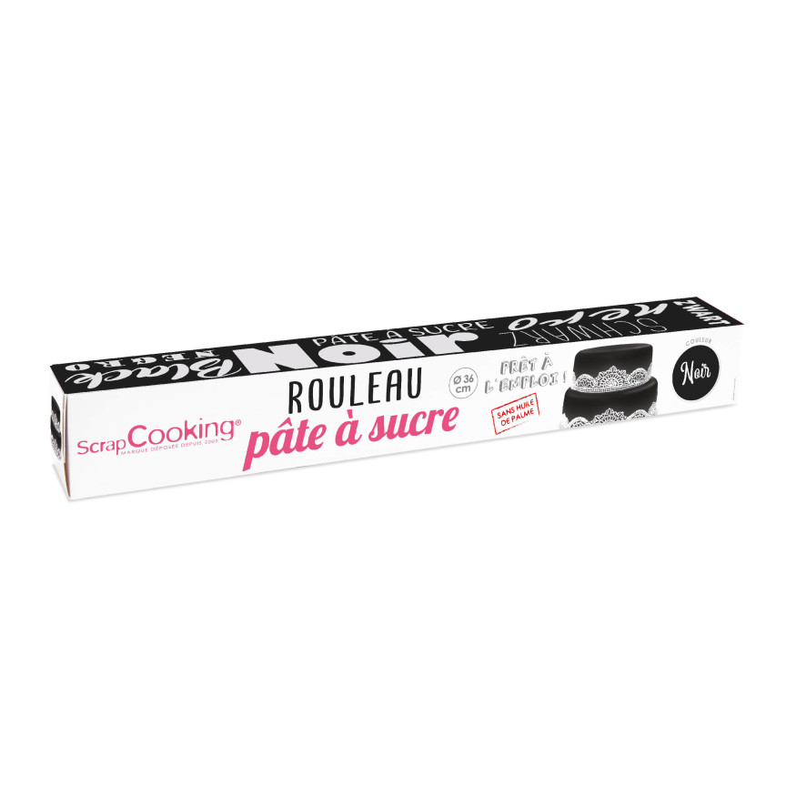Rouleau de pâte à sucre noir 36 cm 430 gr - Scrapcooking
