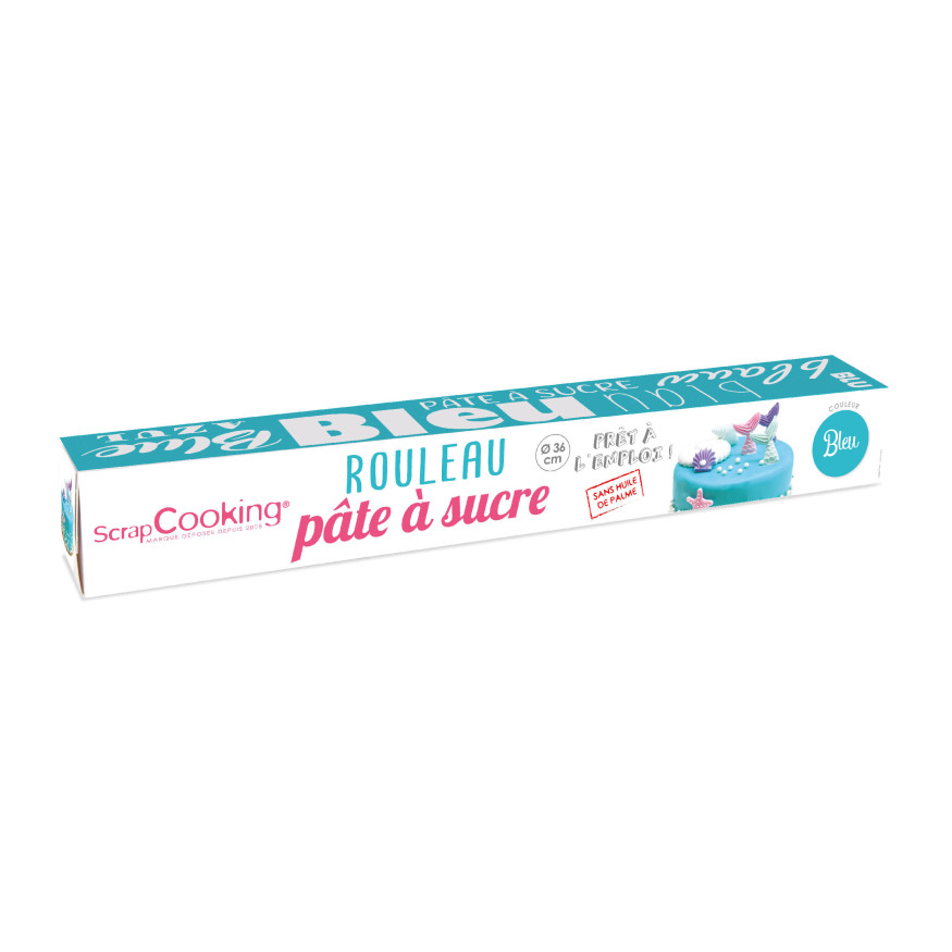 Rouleau de pâte à sucre bleu 36 cm 430 gr - Scrapcooking