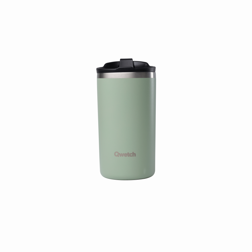 Travel mug isotherme inox vert tilleul - 350ml - Qwetch